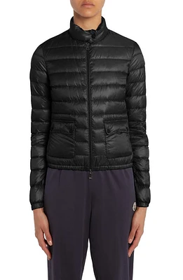 Moncler Lans Channel Quilted Down Moto Jacket Black at Nordstrom,