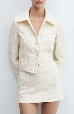 MANGO Nice Textured Jacket Light Beige at Nordstrom,