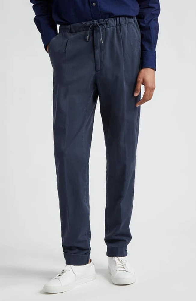 Thom Sweeney Cotton Twill Drawstring Pants Navy at Nordstrom, Us