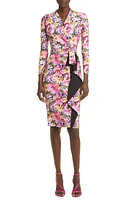 Chiara Boni La Petite Robe Aella Floral Print Long Sleeve Faux Wrap Cocktail Dress in Stt545V1 Flower Surprise at Nordstrom, Size 16