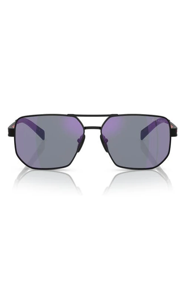 PRADA SPORT 59mm Pilot Sunglasses in Matte Black at Nordstrom