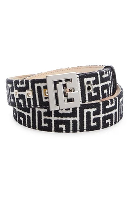 Balmain 4G Monogram Jacquard Belt in Gab Blanc/Noir at Nordstrom, Size 100 Eu