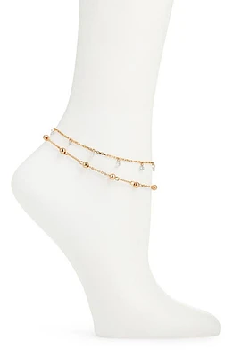 Open Edit Set of 2 Anklets in Clear- Gold at Nordstrom