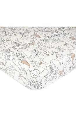 CRANE BABY Cotton Sateen Fitted Crib Sheet in /White at Nordstrom