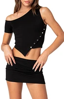 EDIKTED Eclipse Asymmetric One-Shoulder Top Black at Nordstrom,