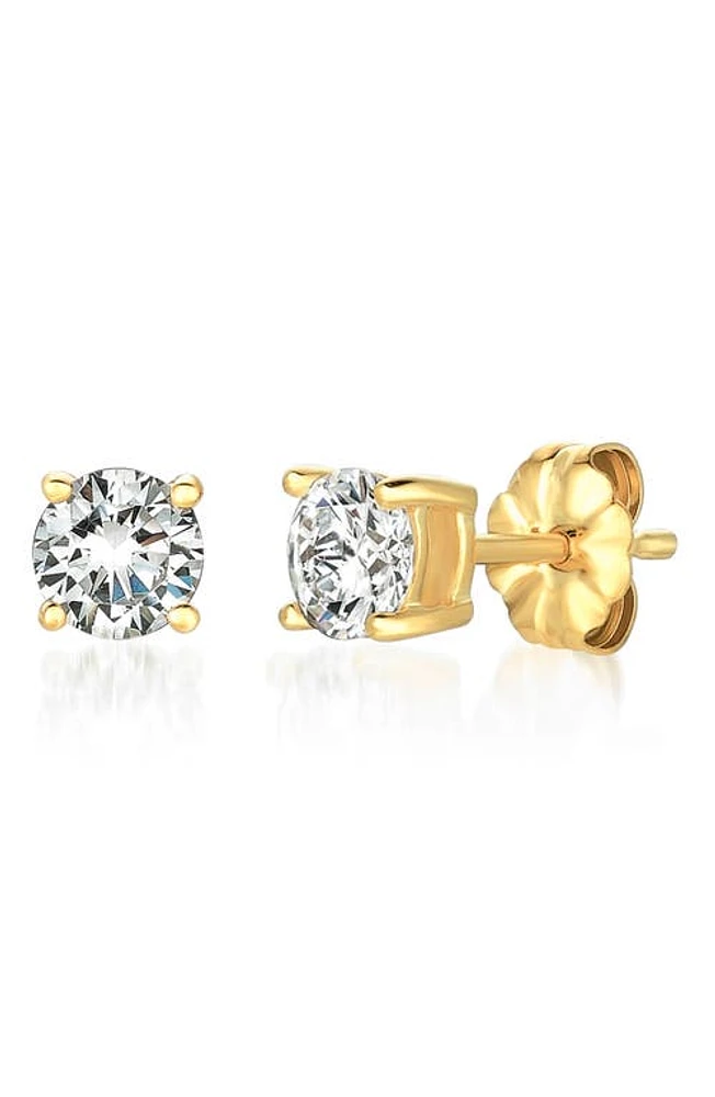 Crislu Cubic Zirconia Stud Earrings in 18Kt Yellow Gold at Nordstrom