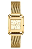 Tory Burch The Miller Square Mesh Strap Watch, 24mm in Ivory/Gold/Gold Mesh at Nordstrom, Size 24 Mm