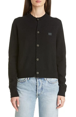 Acne Studios Keva Face Patch Wool Cardigan at Nordstrom,