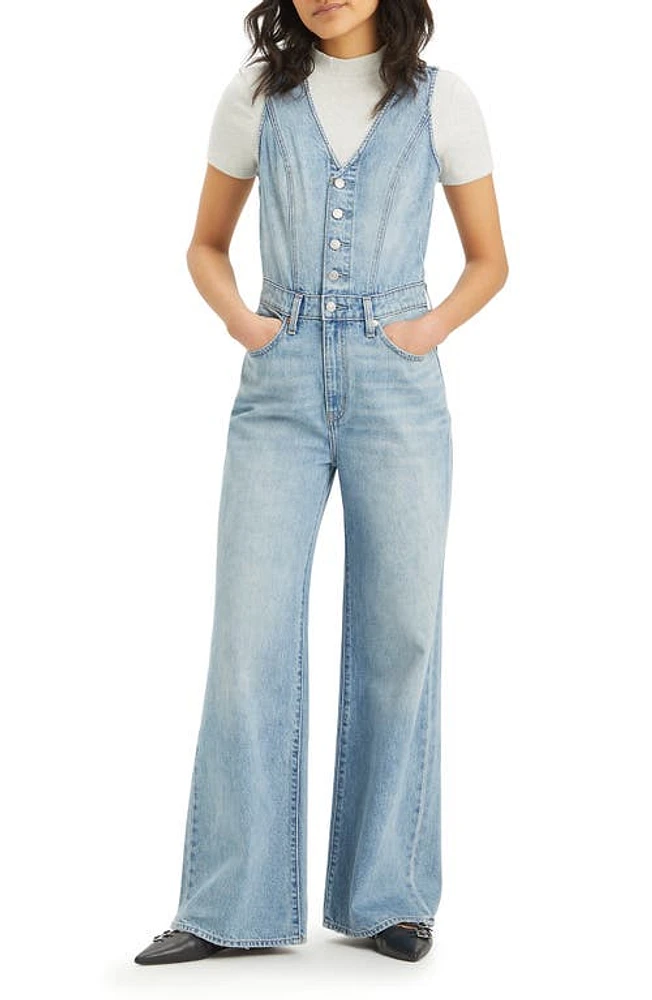 levi's Sleeveless Denim Wide Leg Jumpsuit Deep Dive at Nordstrom,