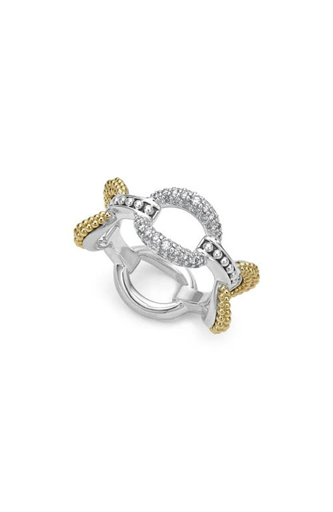 LAGOS Caviar Luxe Diamond Link Ring in Gold at Nordstrom, Size 7