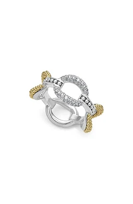 LAGOS Caviar Luxe Diamond Link Ring in Gold at Nordstrom, Size 7