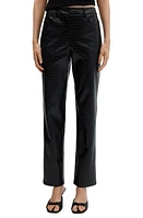 MANGO Croc Embossed Faux Leather Straight Leg Pants Black at Nordstrom,