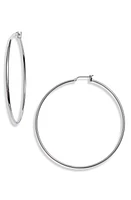 Nordstrom Classic Metal Hoop Earrings in Rhodium at Nordstrom