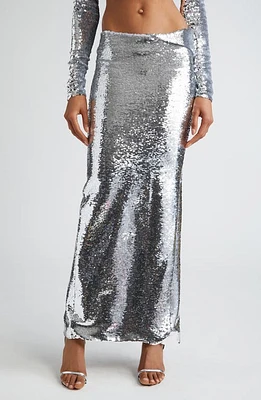 LaQuan Smith Sequin Maxi Skirt Silver at Nordstrom,