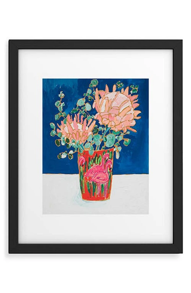 Deny Designs Protea in Enamel Flamingo Tumbler Framed Art Print in Blue at Nordstrom