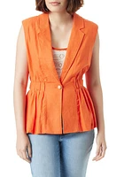 Sam Edelman Lester Elastic Waist Linen Blend Vest in Tigerlily at Nordstrom, Size X-Large