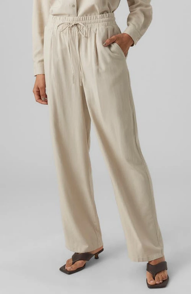 VERO MODA Jesmilo High Waist Wide Leg Pants Silver Lining at Nordstrom,