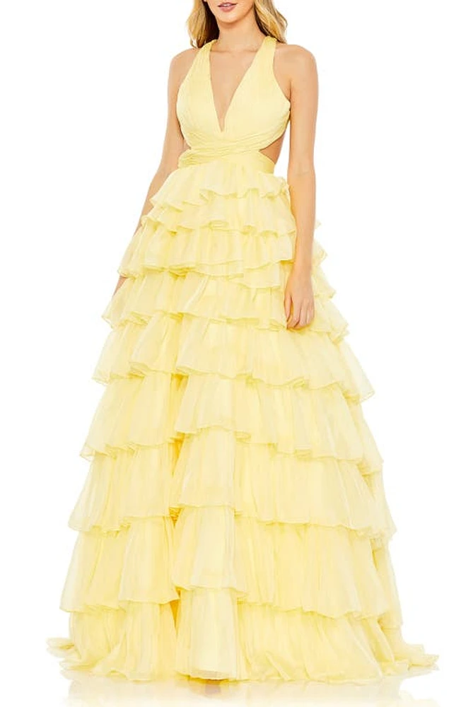 Mac Duggal Ruffle Tiered Ballgown Lemon at Nordstrom,