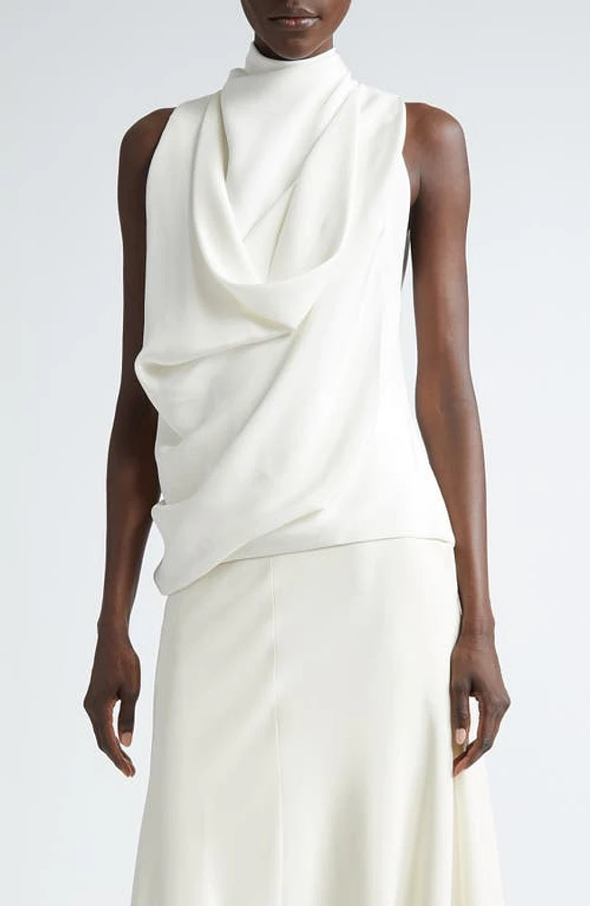 Brandon Maxwell The Lina Draped Silk Top Ivory at Nordstrom,