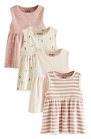 NEXT Kids' Assorted 4-Pack Rib Cotton Tops Pink White at Nordstrom,