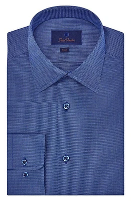 David Donahue Slim Fit Textured Dress Shirt Royal at Nordstrom,