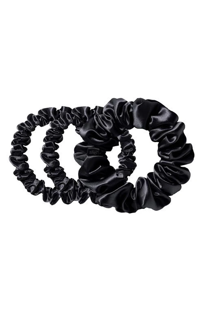 Black Slipsilk 3-Pack Silk Scrunchies Set at Nordstrom