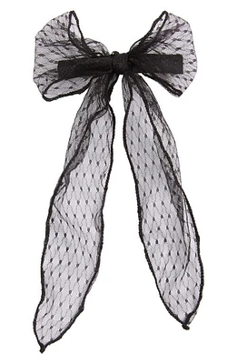 BP. Knotted Lace Bow Barrette in Black Mesh Dot at Nordstrom