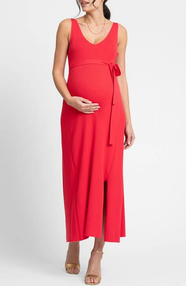 Seraphine Rib Maternity/Nursing Midi Sweater Dress Raspberry at Nordstrom,