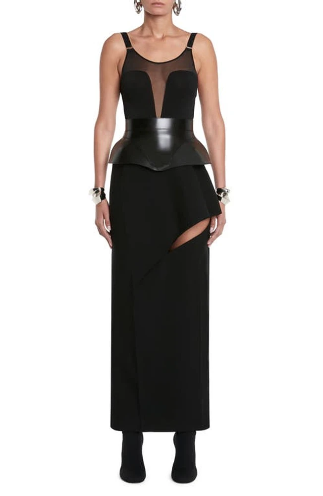 Alexander McQueen Cutout Sartorial Wool Maxi Skirt in 1000 Black at Nordstrom, Size 6 Us