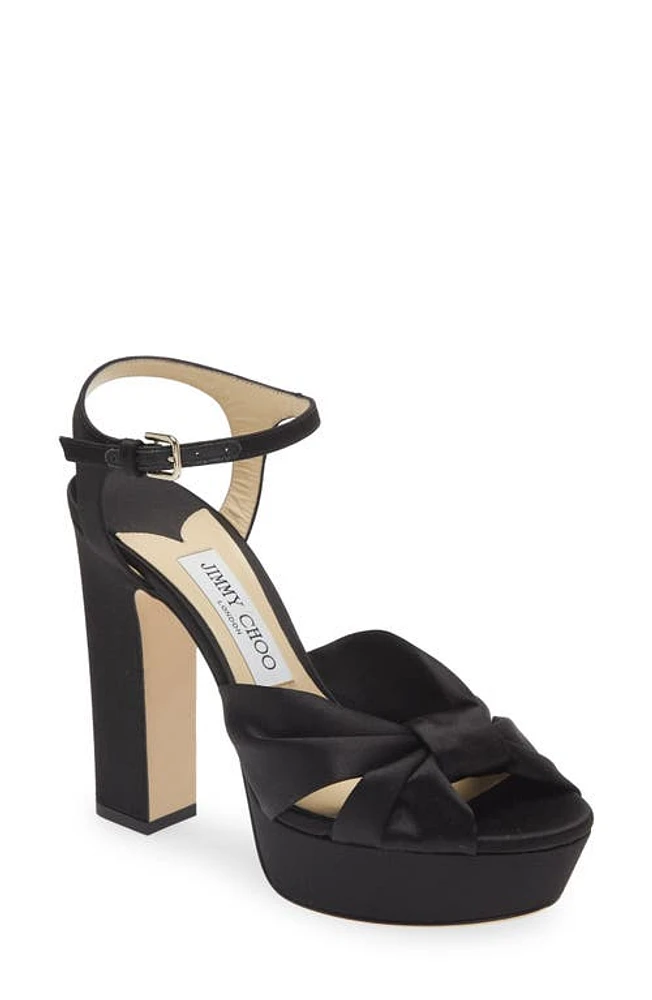 Jimmy Choo Heloise Satin Platform Sandal Black at Nordstrom,