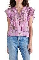 Steve Madden Bellamy Floral Ruffle Top in Purple at Nordstrom, Size X-Small