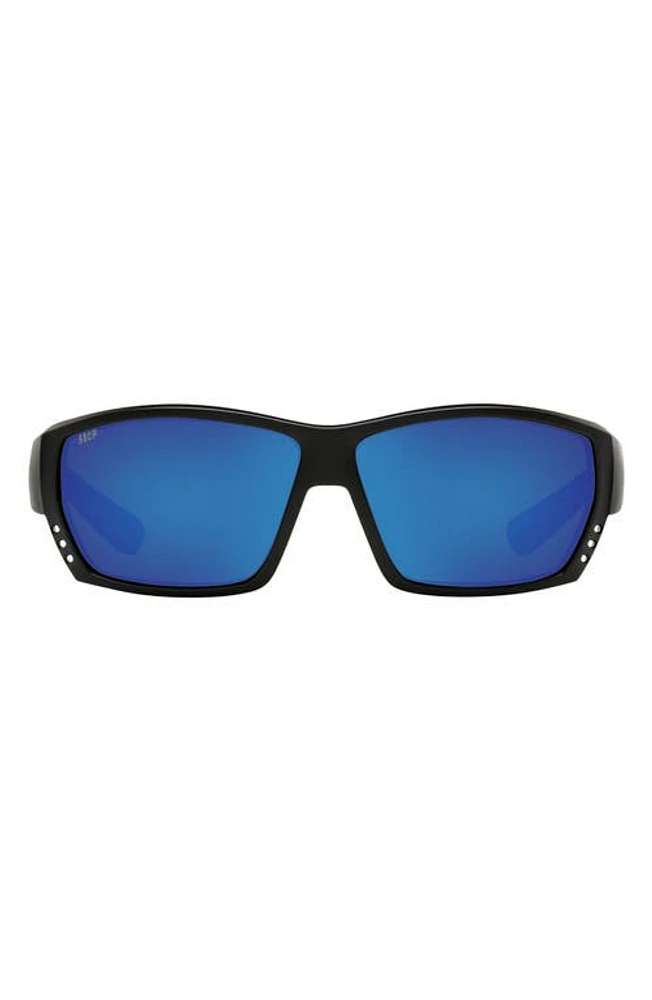 Costa Del Mar 62mm Polarized Oversize Rectangular Sunglasses in Black at Nordstrom