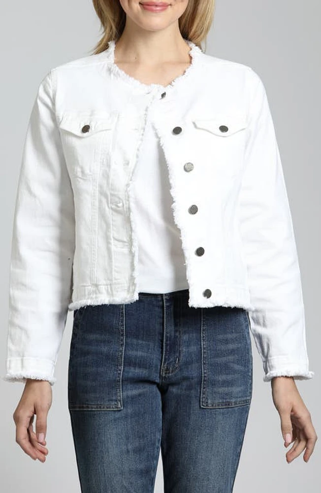 APNY Frayed Collarless Denim Jacket at Nordstrom,