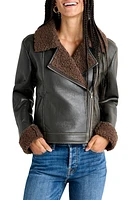 Splendid Romy Faux Leather Jacket with Shearling Trim Chocolate at Nordstrom,