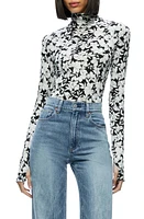 Alice + Olivia Delaina Print Turtleneck Top Homeroom Floral at Nordstrom,