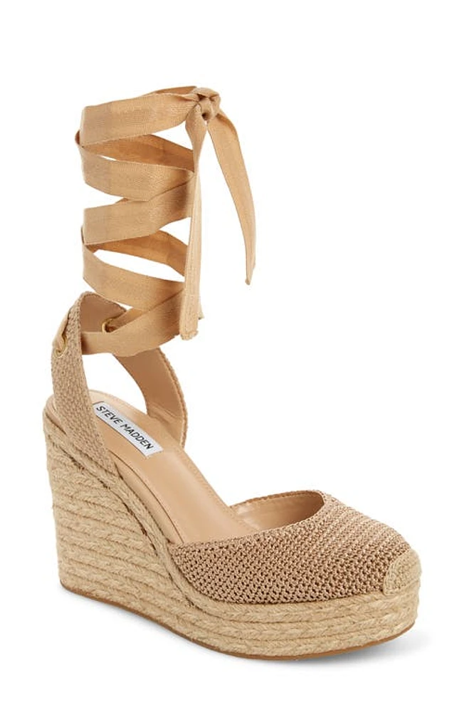 Steve Madden Locket Ankle Strap Espadrille Wedge Pump Bronze at Nordstrom,