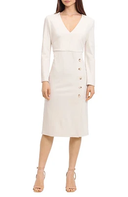 Maggy London V-Neck Long Sleeve Midi Dress Horn at Nordstrom,