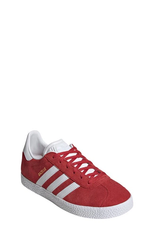 adidas Kids' Gazelle Low Top Sneaker Scarlet/White/Gold at Nordstrom, M