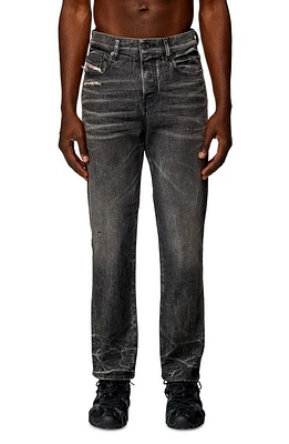 DIESEL 2020 D-Viker Distressed Straight Leg Jeans Black at Nordstrom,