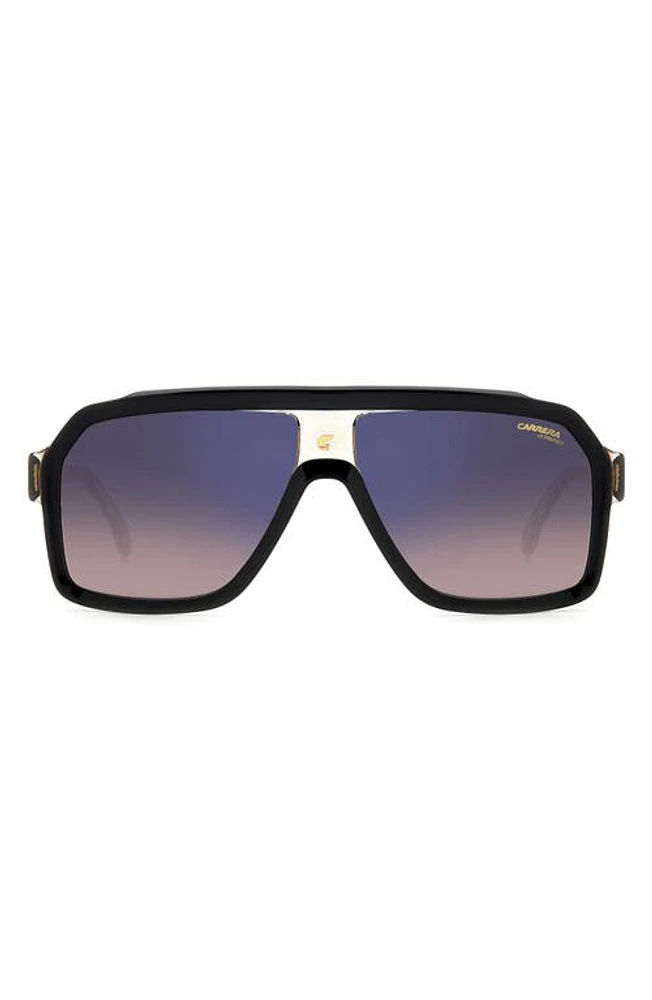 Carrera Eyewear 60mm Gradient Polarized Rectangular Sunglasses in Black Beige/Brown at Nordstrom