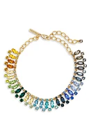 Oscar de la Renta Ombré Crystal Frontal Necklace in Blue Multi at Nordstrom