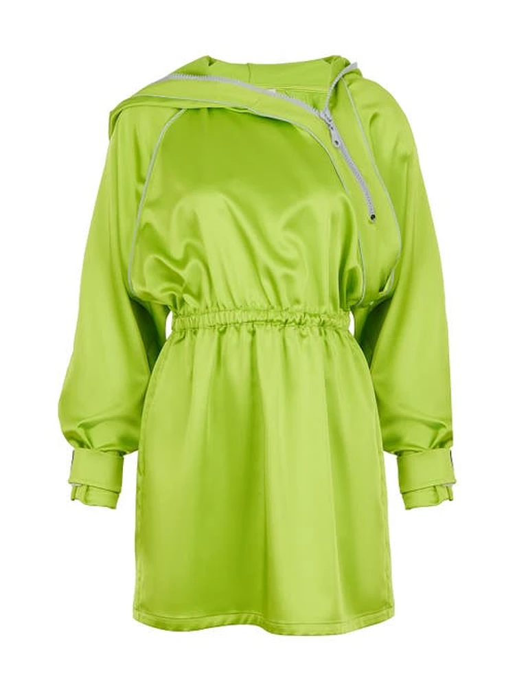 Nocturne Asymmetric Collar Mini Dress in Open Green at Nordstrom