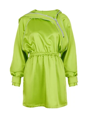 Nocturne Asymmetric Collar Mini Dress in Open Green at Nordstrom