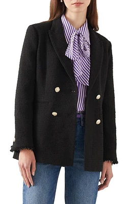 LK Bennett Mariner Cotton Blend Tweed Blazer Black at Nordstrom, Us