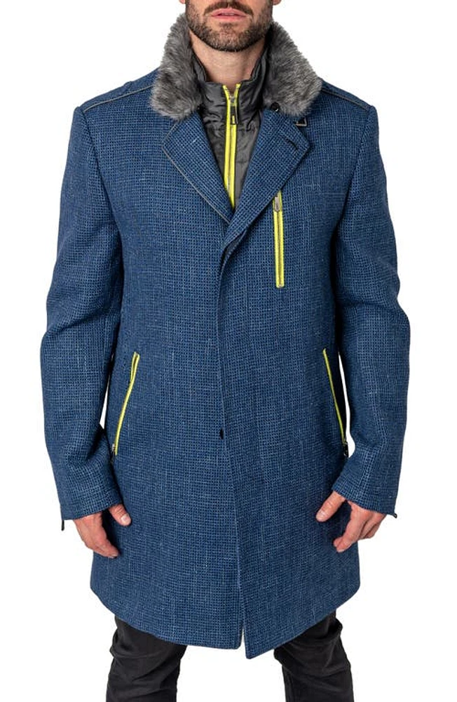 Maceoo Captain Wool Overcoat Blue at Nordstrom,