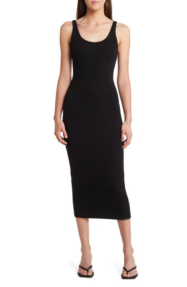 AG Esi Rib Midi Tank Dress True Black at Nordstrom,