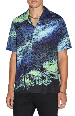 Ksubi Space Palm Lyocell Camp Shirt Blue/green at Nordstrom,