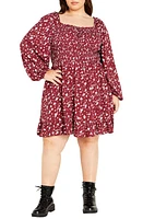 City Chic Lia Floral Long Sleeve Minidress Retro Ditsy at