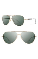 Shwood 'Redmond' 58mm Titanium & Wood Sunglasses in Gold/Ebony/Grey at Nordstrom