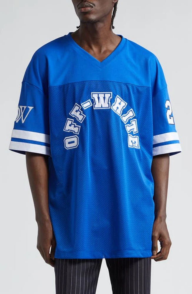 Off-White Football Mesh & Jersey T-Shirt Nautical Blue White at Nordstrom,